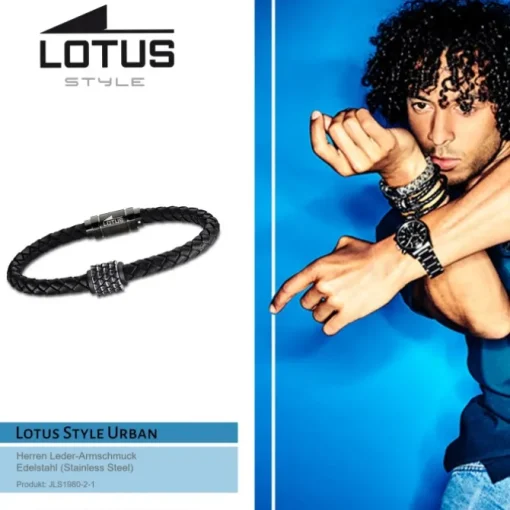 LOTUS Style Armband LS1980-2/1 Herren Leder/Edelstahl schwarz Urban JLS1980-2-1