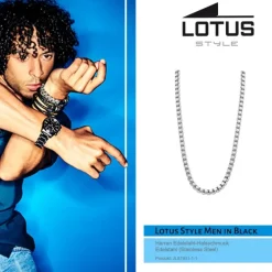 LOTUS Style Halskette LS1931-1/1 Herren Edelstahl silber Men Black JLS1931-1-1