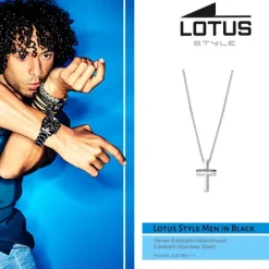 LOTUS Style Halskette LS1984-1/1 Herren Edelstahl silber Men Black JLS1984-1-1