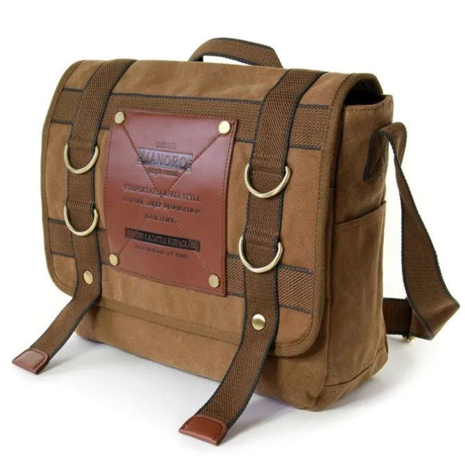 Manoro , Messenger Bag Canvas khaki, braun Crossover Tasche OTK212N