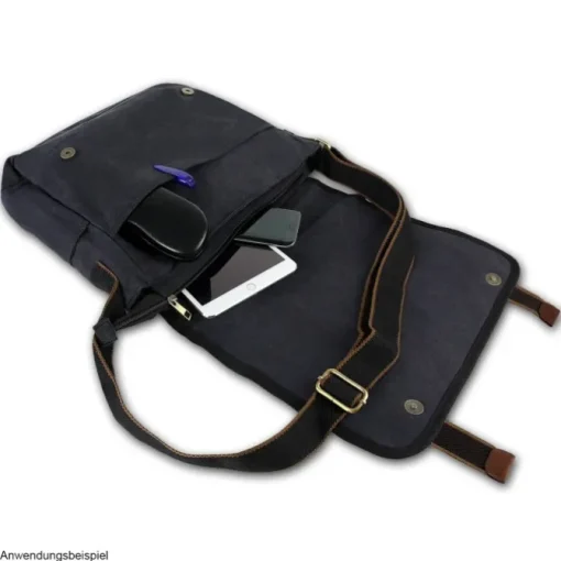 Manoro , Messenger Bag Canvas schwarz Crossover Tasche OTK212S