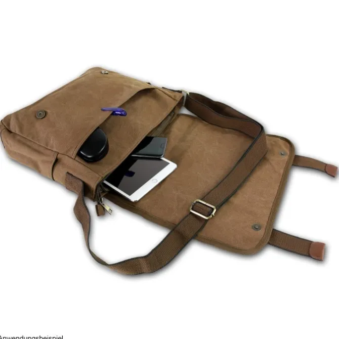 Manoro , Messenger Bag Canvas khaki, braun Crossover Tasche OTK212N