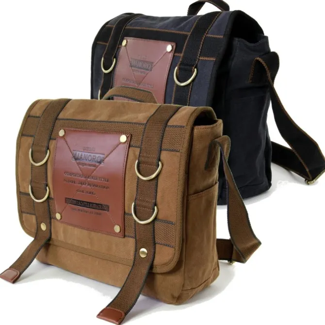 Manoro , Messenger Bag Canvas khaki, braun Crossover Tasche OTK212N