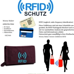 Money Maker Echtleder bordeaux Damen Portemonnaie RFID Schutz OPJ704D