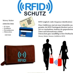 Money Maker Echtleder braun Damen Portemonnaie RFID Schutz OPJ704N