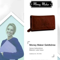 Money Maker Echtleder braun Damen Portemonnaie RFID Schutz OPJ704N