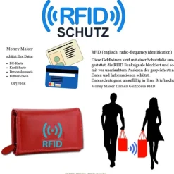Money Maker Echtleder rot Damen Portemonnaie RFID Schutz OPJ704R