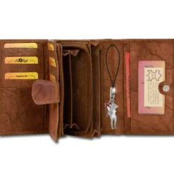 Money Maker Echtleder tan Damen Portemonnaie RFID Schutz OPJ704C