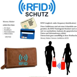 Money Maker Echtleder tan Damen Portemonnaie RFID Schutz OPJ704C