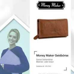 Money Maker Echtleder tan Damen Portemonnaie RFID Schutz OPJ704C