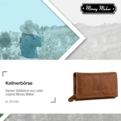 Money Maker Echtleder tan Damen Portemonnaie RFID Schutz OPJ704C