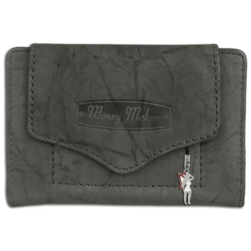 Money Maker Leder grau Brieftasche Portemonnaie RFID Schutz OPJ700K