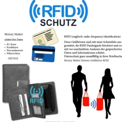 Money Maker Leder grau Brieftasche Portemonnaie RFID Schutz OPJ701K