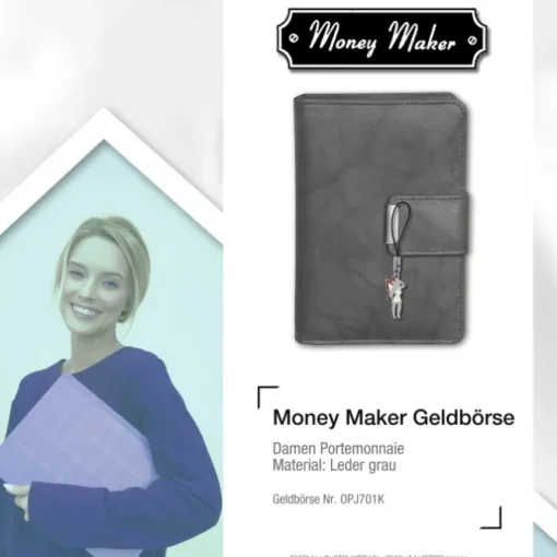 Money Maker Leder grau Brieftasche Portemonnaie RFID Schutz OPJ701K