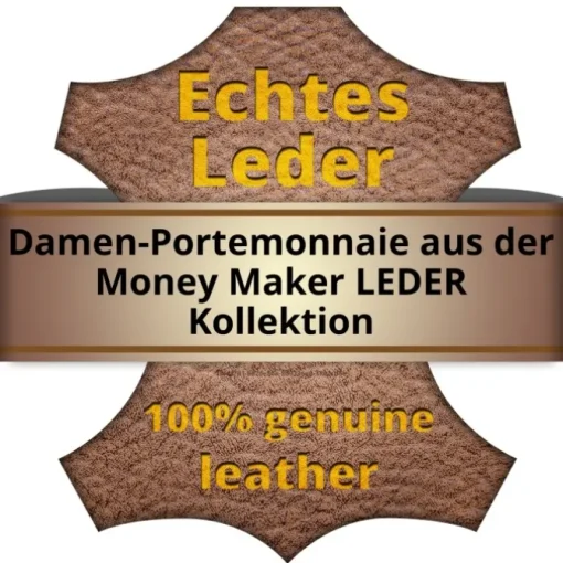 Money Maker Leder grau Brieftasche Portemonnaie RFID Schutz OPJ701K