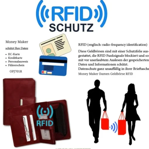 Money Maker Leder rot Brieftasche Portemonnaie RFID Schutz OPJ701R