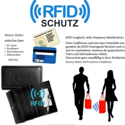 Money Maker schwarz Echtleder, glatt Damen Portemonnaie OPJ702S