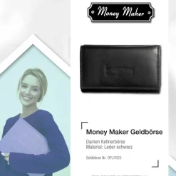 Money Maker schwarz Echtleder, glatt Damen Portemonnaie OPJ702S