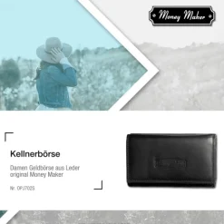 Money Maker schwarz Echtleder, glatt Damen Portemonnaie OPJ702S
