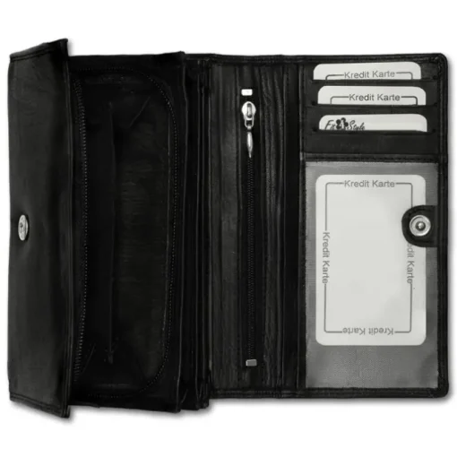 Money Maker schwarz Portemonnaie echtes Leder RFID Schutz OPJ703S