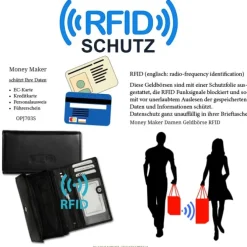 Money Maker schwarz Portemonnaie echtes Leder RFID Schutz OPJ703S