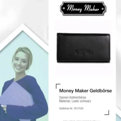 Money Maker schwarz Portemonnaie echtes Leder RFID Schutz OPJ703S