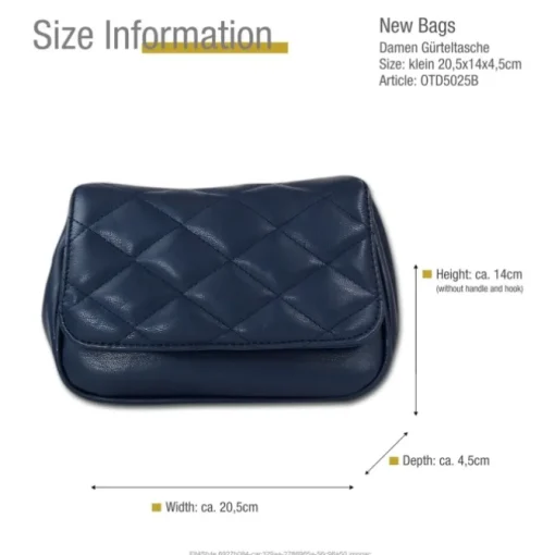 New Bags 2 in 1 gesteppte Gürteltasche Kunstleder blau OTD5025B