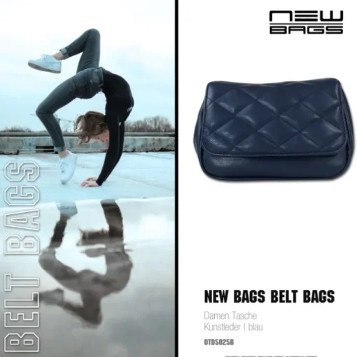 New Bags 2 in 1 gesteppte Gürteltasche Kunstleder blau OTD5025B