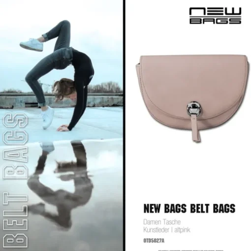New Bags halbrunde 2 in 1 Gürteltasche Kunstleder altpink OTD5027A