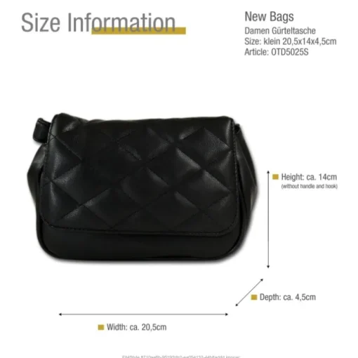 New Bags 2in1 gesteppte Gürteltasche Kunstleder schwarz OTD5025S