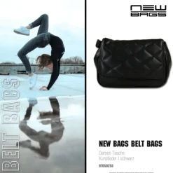 New Bags 2in1 gesteppte Gürteltasche Kunstleder schwarz OTD5025S