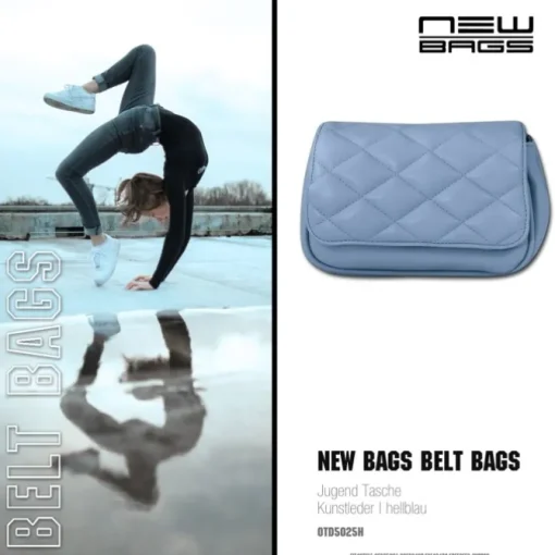 New Bags 2in1 gesteppte Gürteltasche Kunstleder hellblau OTD5025H