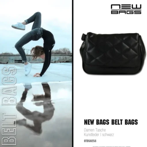 New Bags 2in1 gesteppte Gürteltasche Kunstleder schwarz OTD5025S