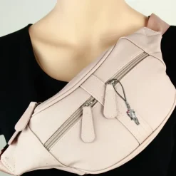 New Bags trendige Gürteltasche viel Stauraum PU-Leder Bauchtasche beige OTD5023A