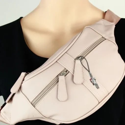 New Bags trendige Gürteltasche viel Stauraum PU-Leder Bauchtasche beige OTD5023A
