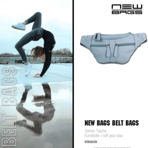 New Bags trendige Gürteltasche Stauraum PU-Leder Bauchtasche softblau OTD5023H