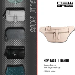 New Bags trendige Gürteltasche viel Stauraum PU-Leder Bauchtasche beige OTD5023A