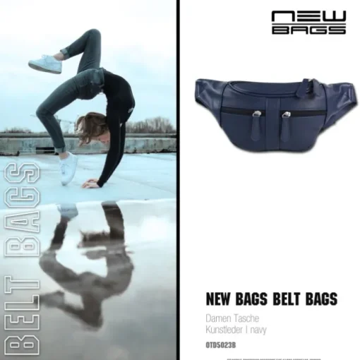 New Bags trendige Gürteltasche viel Stauraum PU-Leder Bauchtasche navy OTD5023B