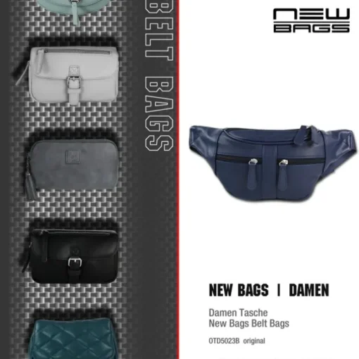 New Bags trendige Gürteltasche viel Stauraum PU-Leder Bauchtasche navy OTD5023B