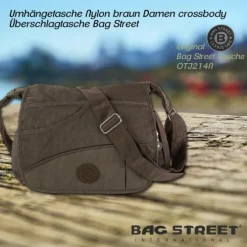 Nylon braun Damen crossbody Überschlagtasche Bag Street OTJ214N
