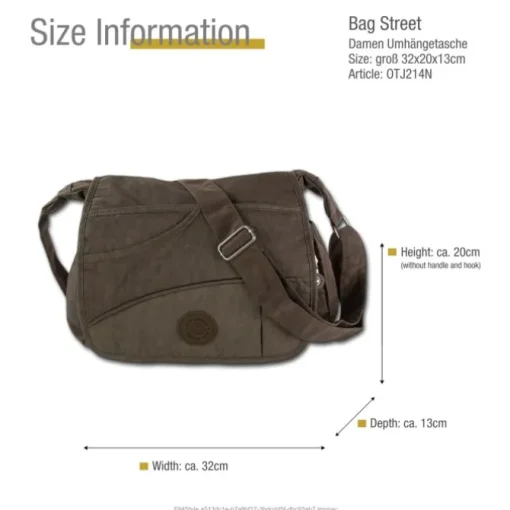 Nylon braun Damen crossbody Überschlagtasche Bag Street OTJ214N