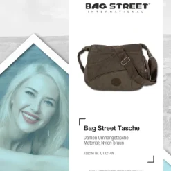 Nylon braun Damen crossbody Überschlagtasche Bag Street OTJ214N
