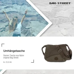 Nylon braun Damen crossbody Überschlagtasche Bag Street OTJ214N