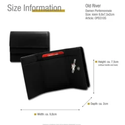 Old River echtes Leder schwarz Minibörse Portemonnaie OPD310S