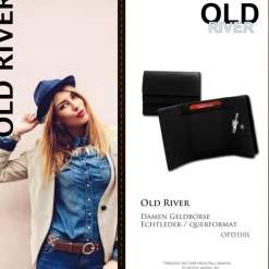 Old River echtes Leder schwarz Minibörse Portemonnaie OPD310S