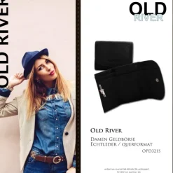 Old River echtes Leder schwarz Minibörse Portemonnaie OPD321S