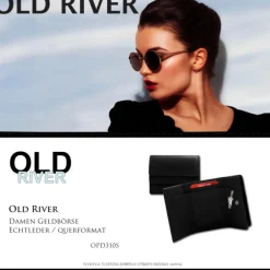 Old River echtes Leder schwarz Minibörse Portemonnaie OPD310S