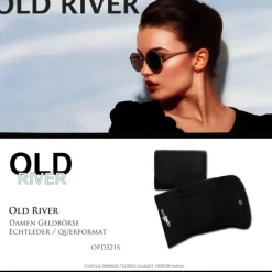 Old River echtes Leder schwarz Minibörse Portemonnaie OPD321S