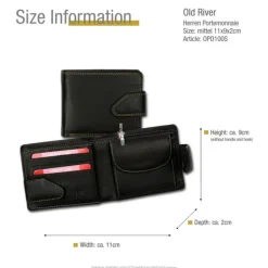 Old River Leder schwarz, gelb Herren Geldbeutel Portemonnaie OPD100S