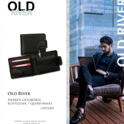 Old River Leder schwarz, gelb Herren Geldbeutel Portemonnaie OPD100S